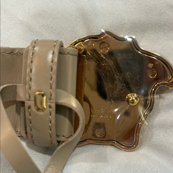 NWT Versace Taupe Belt with Gold Accents